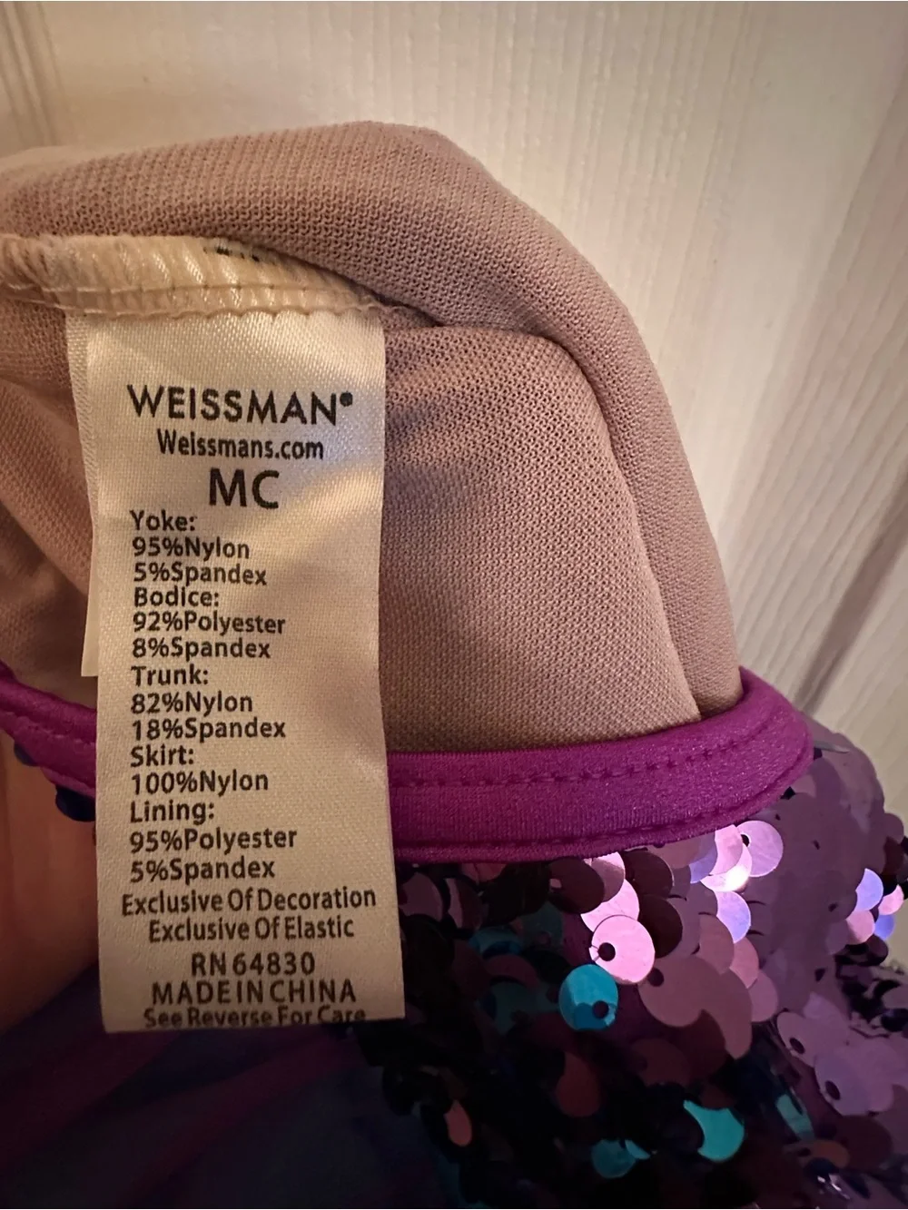 Weissman Girls Sequin Figure Skating/Dance Costume - Purple & Teal with Hair Bow